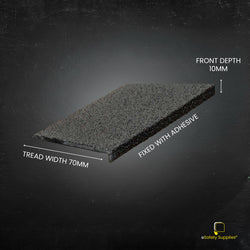 [Black Fibreglass Stair Nosing], heavy-duty anti-slip GRP profile cut to size for commercial stair safety.
