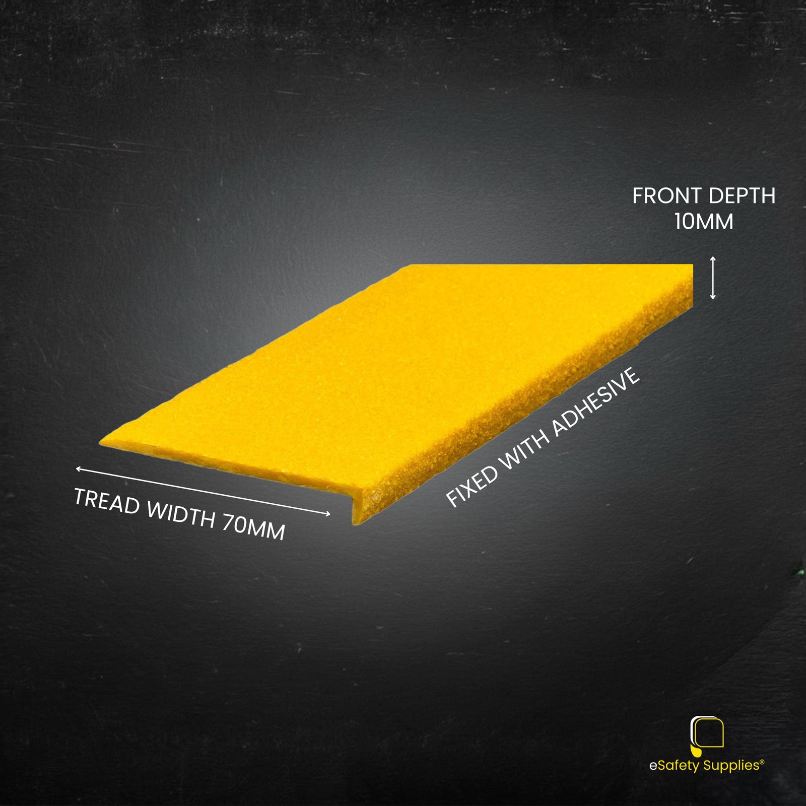 Close-up of the coarse grit surface on the GRP Anti-Slip Stair Nosing, showcasing the maximum-traction texture.