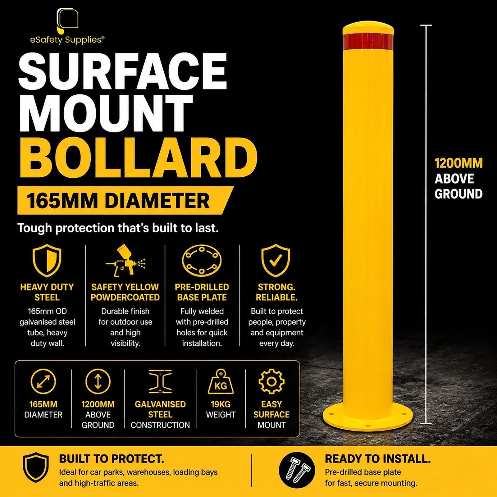 Surface Mount Bollard – 165mm