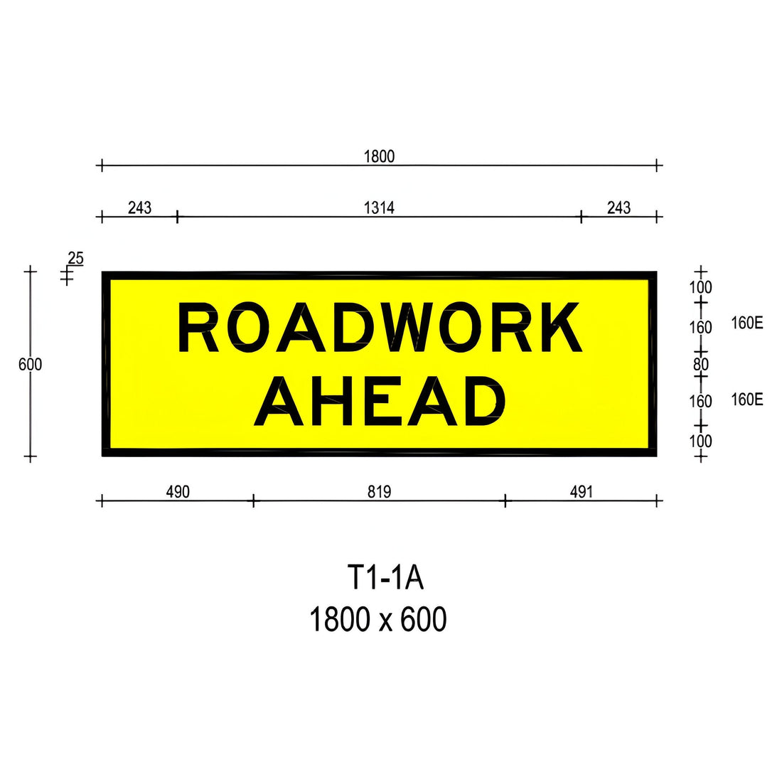 Roadwork Ahead Sign - 1800mm x 600mm