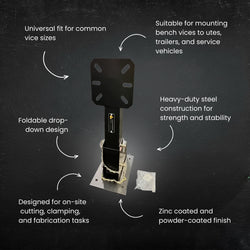 The 200mm x 280mm base provides a wide footprint for secure mounting to ute trays, trailers, or service bodies, ensuring minimal vibration during heavy work.