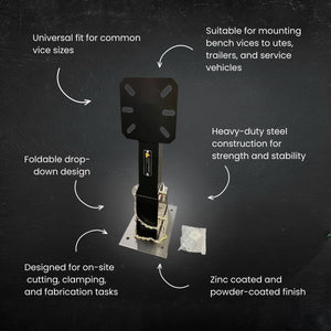 The 200mm x 280mm base provides a wide footprint for secure mounting to ute trays, trailers, or service bodies, ensuring minimal vibration during heavy work.