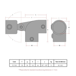 CopeRail 175 - Elbow w/ single swivel combination