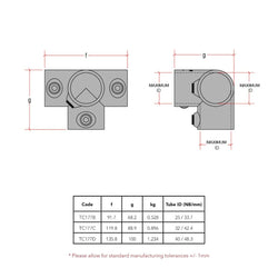 CopeRail 177 - Side Outlet Top (Four Socket Tee)