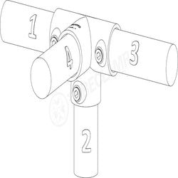 CopeRail 177 - Side Outlet Top (Four Socket Tee)