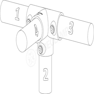 CopeRail 177 - Side Outlet Top (Four Socket Tee) - Cope Modular Components