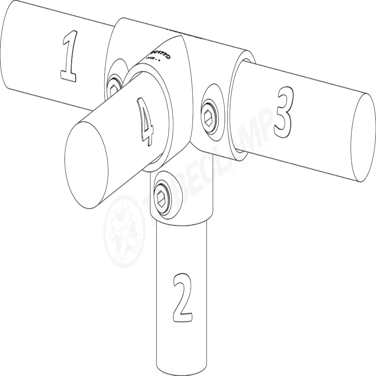 CopeRail 177 - Side Outlet Top (Four Socket Tee)