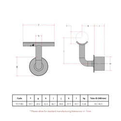 CopeRail 718 - DDA Assist Socket Handrail Bracket (To Suit 48mm Posts)