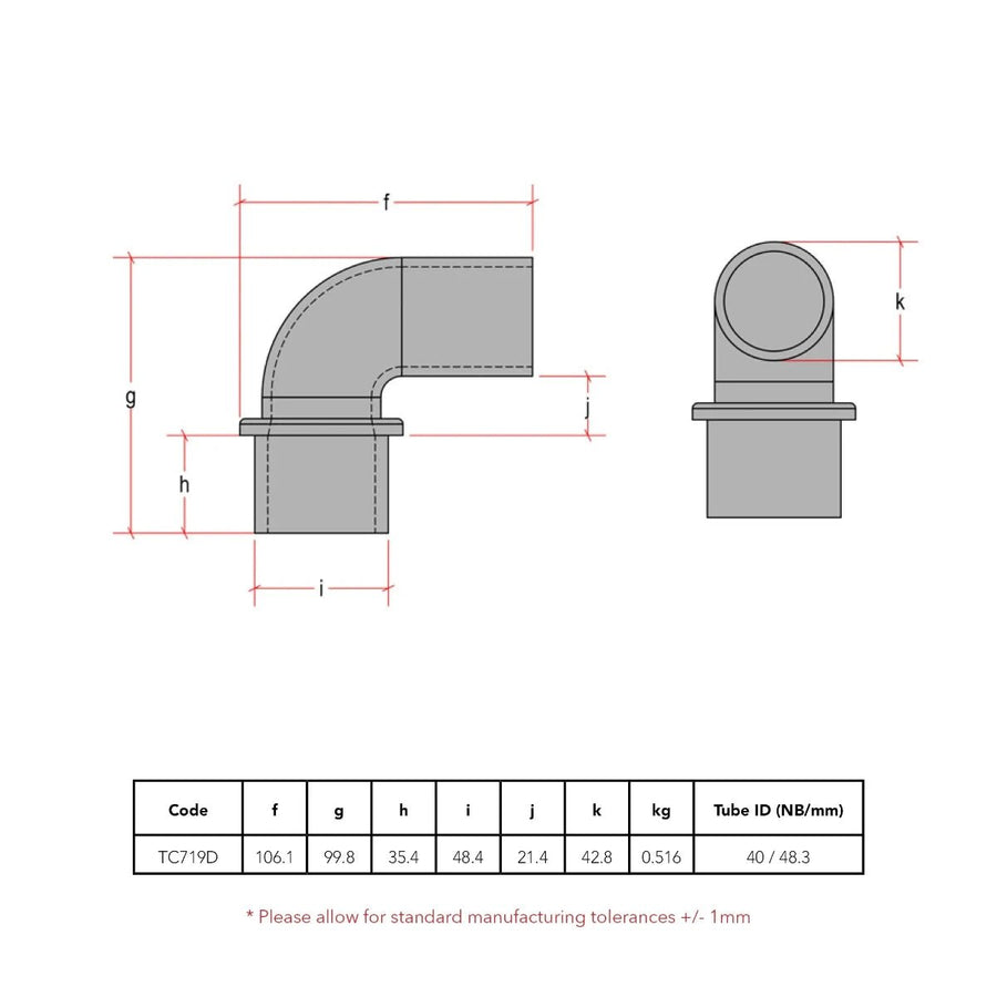 CopeRail 719 - DDA Assist Socket Elbow
