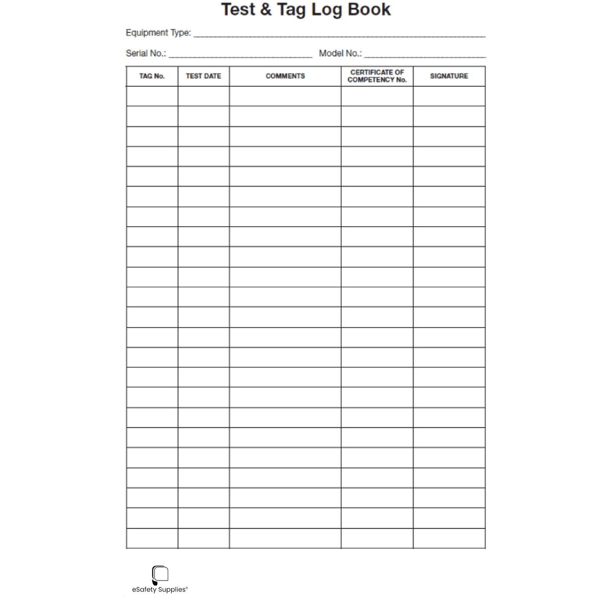 Test and Tag Logbook