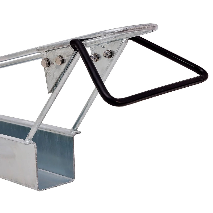 Close-up of the Gas-Assisted Upper Rack being lowered, showing the smooth gliding track for easy bicycle loading.