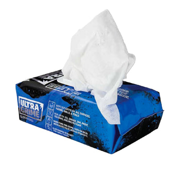 [UltraGrime Original Wipes Pack of 100], showing the heavy-duty extra-large cleaning wipes packaging for industrial use.