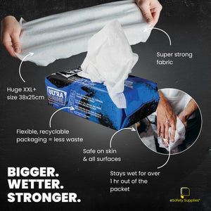 [UltraGrime Original Wipes Pack of 100], showing the heavy-duty extra-large cleaning wipes packaging for industrial use.