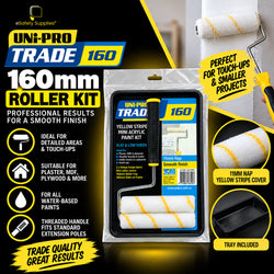 160mm acrylic mini paint roller set with an 11mm nap woven fabric cover designed for medium texture coverage.
