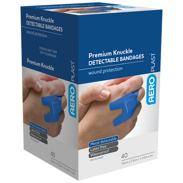 AEROPLAST Premium Detectable Knuckle Dressings 7.5 x 3.8cm Box/40