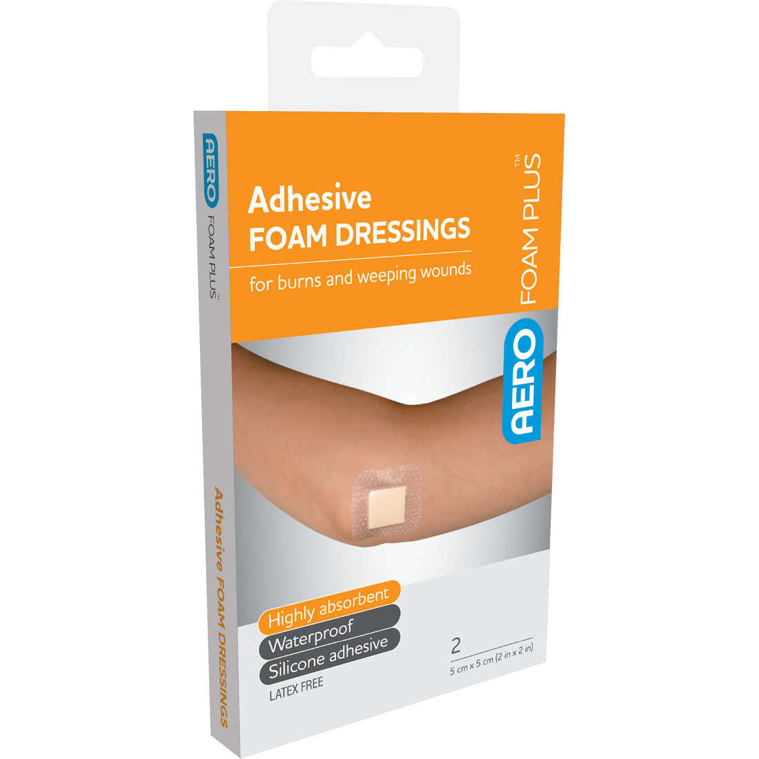 AEROFOAM PLUS Adhesive Foam Dressings 5 x 5cm Box/2