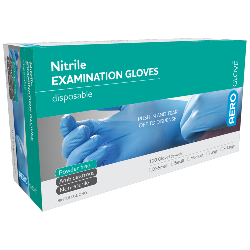 AEROGLOVE Medium Nitrile Powder-Free Gloves Box/100