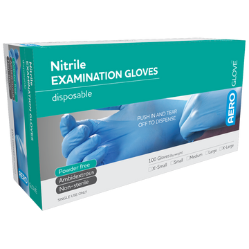 AEROGLOVE Medium Nitrile Powder-Free Gloves Box/100