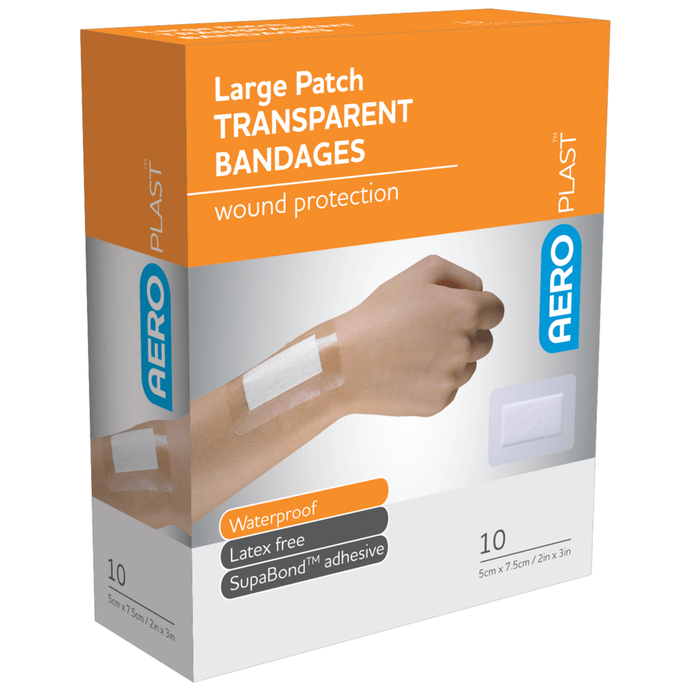 AEROPLAST Transparent Large Patch 7.5 x 5cm Box/10