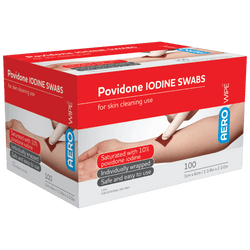 AEROWIPE 10% Povidone Iodine Swabs 60 x 33mm Box/100