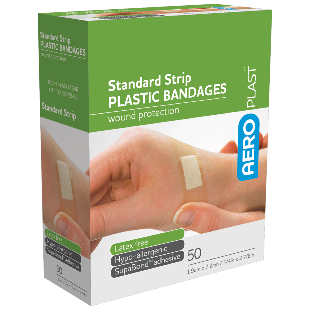 AEROPLAST Plastic Standard Strip 7.2 x 1.9cm Box/50