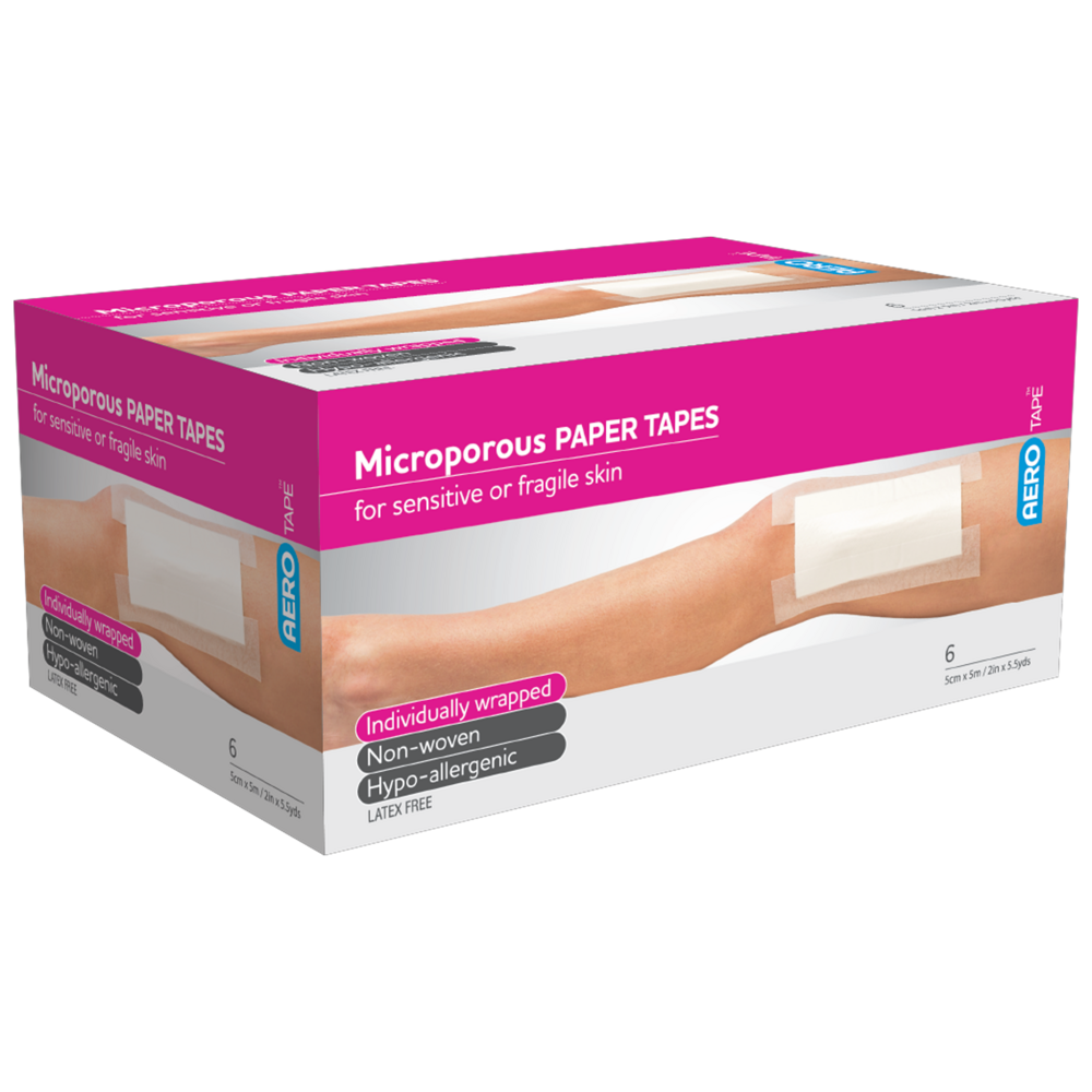 AEROTAPE White Microporous Paper Tape 5cm x 5M Box/6