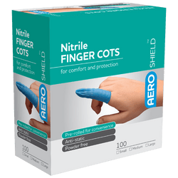 AEROSHIELD Medium Nitrile Finger Cots Box/100