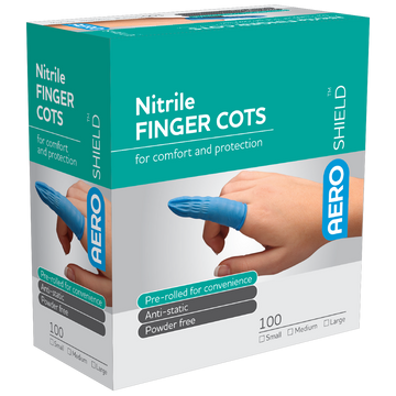 AEROSHIELD Medium Nitrile Finger Cots Box/100