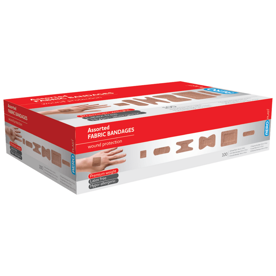 AEROPLAST Premium Fabric Assorted Dressings Box/100