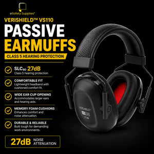 VeriShield VS110 Class 5 passive hearing protection earmuffs.