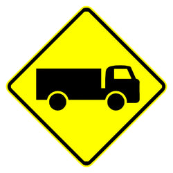 Features the universally recognized truck pictogram, ensuring the message is understood instantly by all road users without the need for text.
