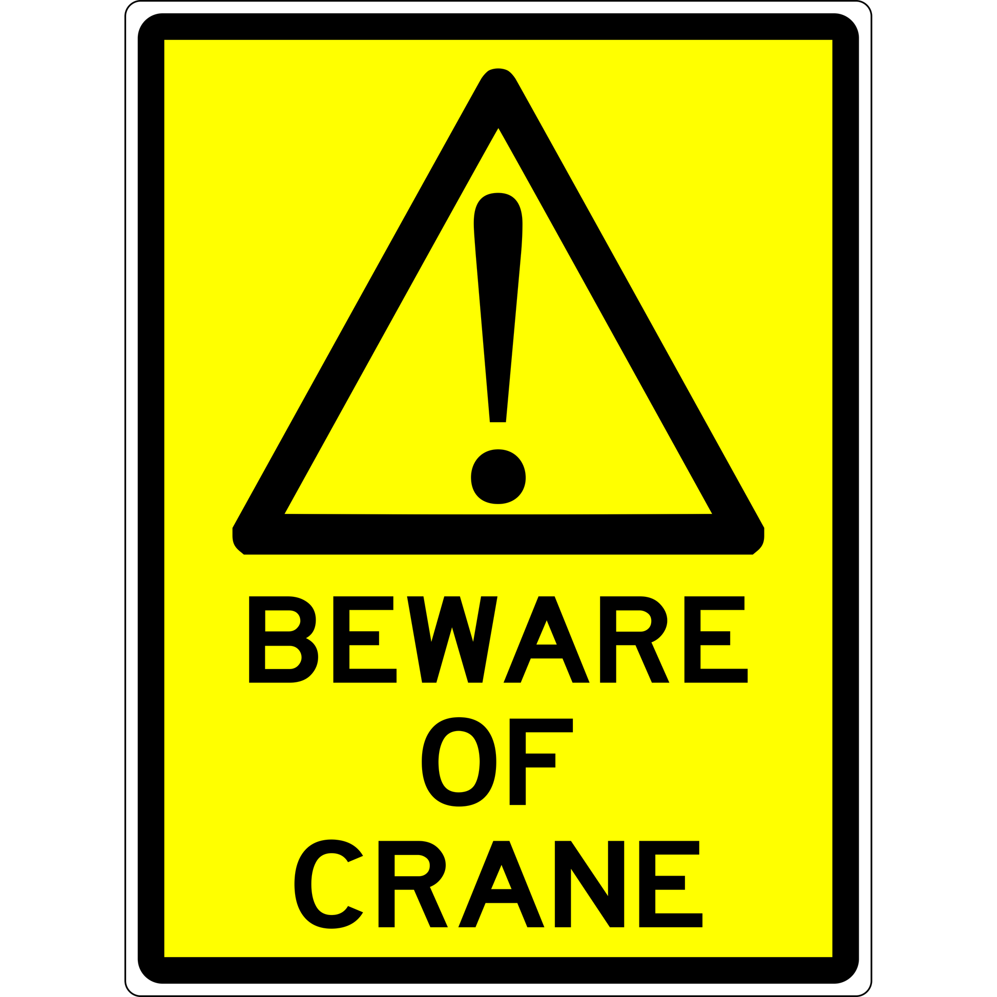 Warning Sign - Beware Of Crane 3.5 kg 300x450 material Aluminium ES-WSBOC-300X450