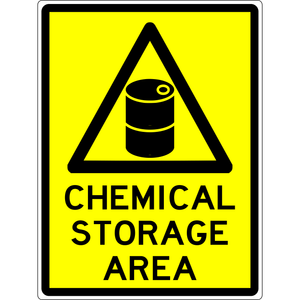 Warning Sign - Chemical Storage Area 3.5 kg 300x450 material Aluminium ES-WSCSA-600X450