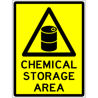Warning Sign - Chemical Storage Area 3.5 kg 300x450 material Aluminium ES-WSCSA-600X450