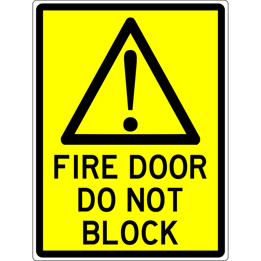 Warning Sign - Fire Door Do Not Block 3.5 kg 600x450 material Poly ES-WSFDDNB-P-600X450