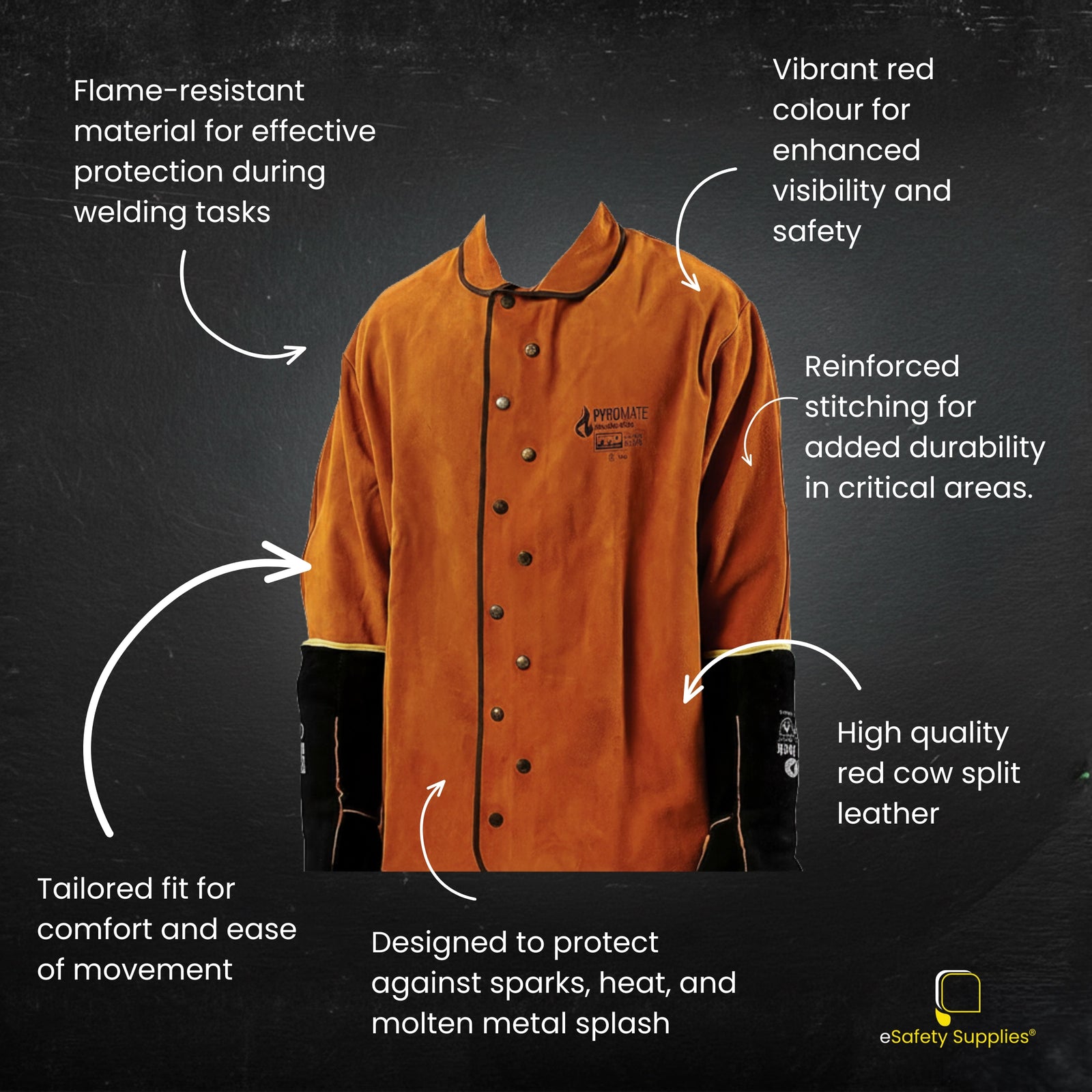 Pyromate Jacket Pyromate Red Welders Jacket – eSafety Supplies