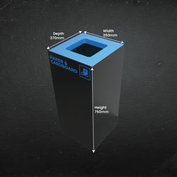 52 Litre Paper Recycling Bin featuring a removable galvanised steel internal liner and Australian standard blue colour-coded lid for cardboard waste.
