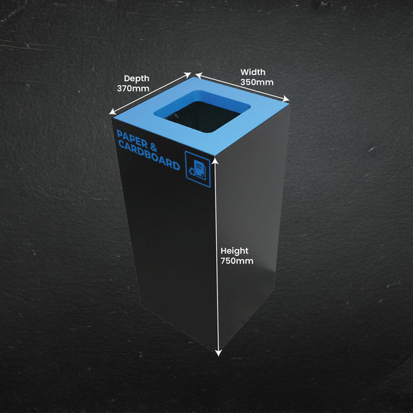 52 Litre Paper Recycling Bin featuring a removable galvanised steel internal liner and Australian standard blue colour-coded lid for cardboard waste.