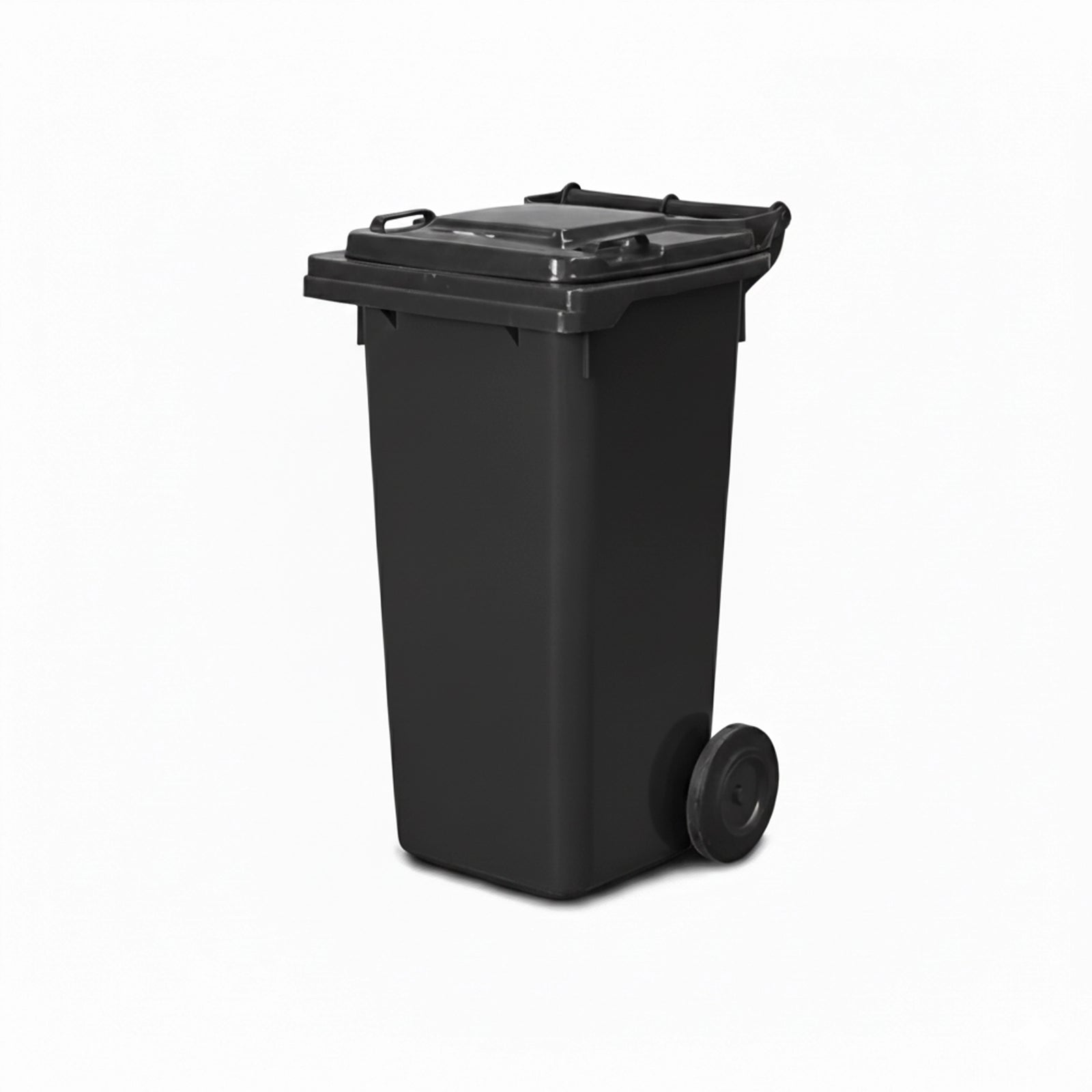 80 Litre mobile waste bin featuring a reinforced axle and large wheels for easy movement on driveways and construction sites.
