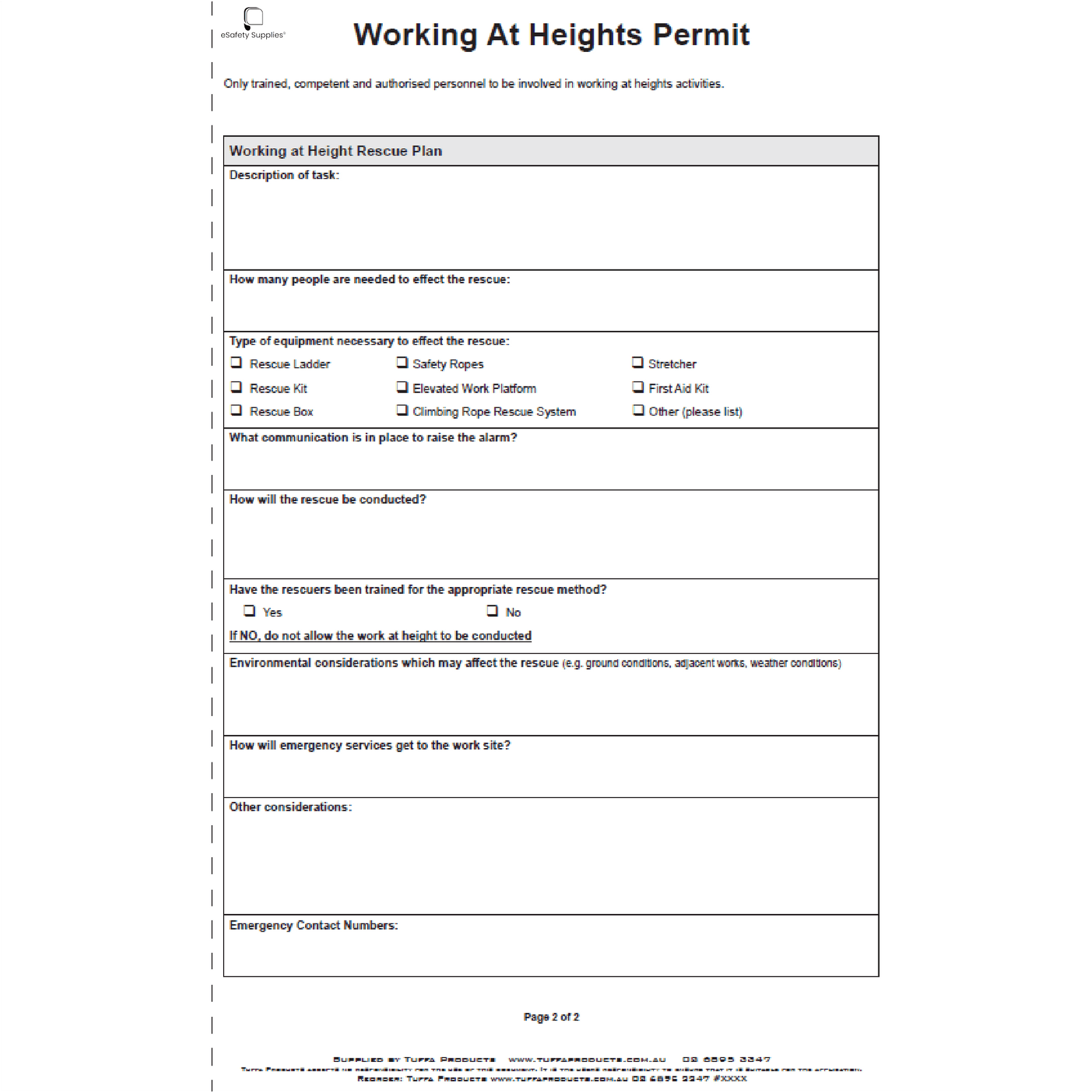 Working At Heights Permit Books