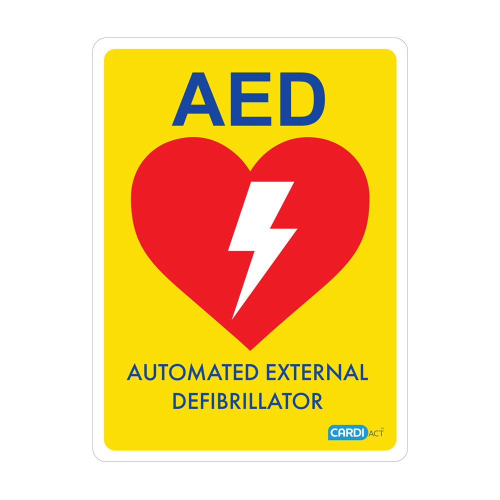 CARDIACT Yellow Poly AED Sign 22.5 x 30cm