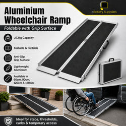 Aluminium Wheelchair Ramp Foldable W/Grip - Multiple Sizes - Wheelchair Ramps