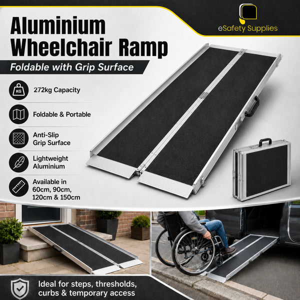 Aluminium Wheelchair Ramp Foldable W/Grip - Multiple Sizes
