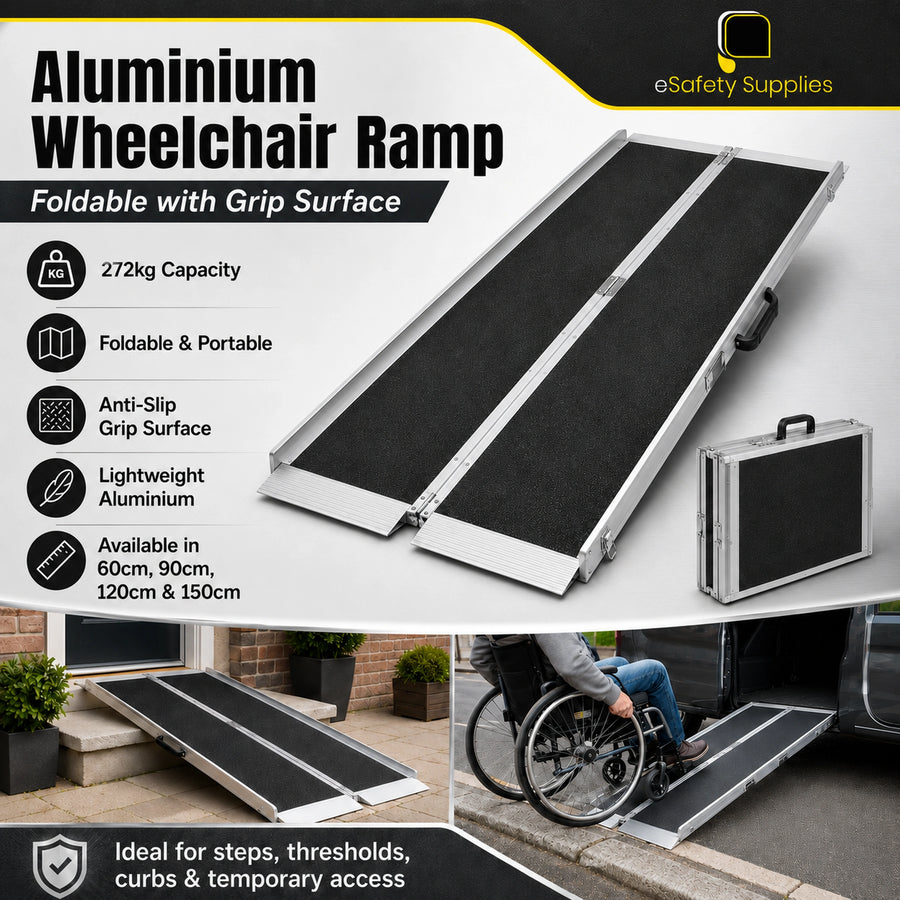 Aluminium Wheelchair Ramp Foldable W/Grip - Multiple Sizes - Wheelchair Ramps