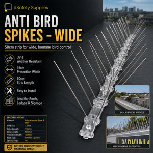 Anti Bird Spikes - Wide - 50cm Strip - Bird Deterrents