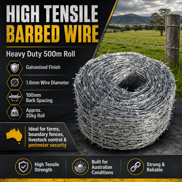 High Tensile Barbed Wire Roll – Heavy Duty (500m)