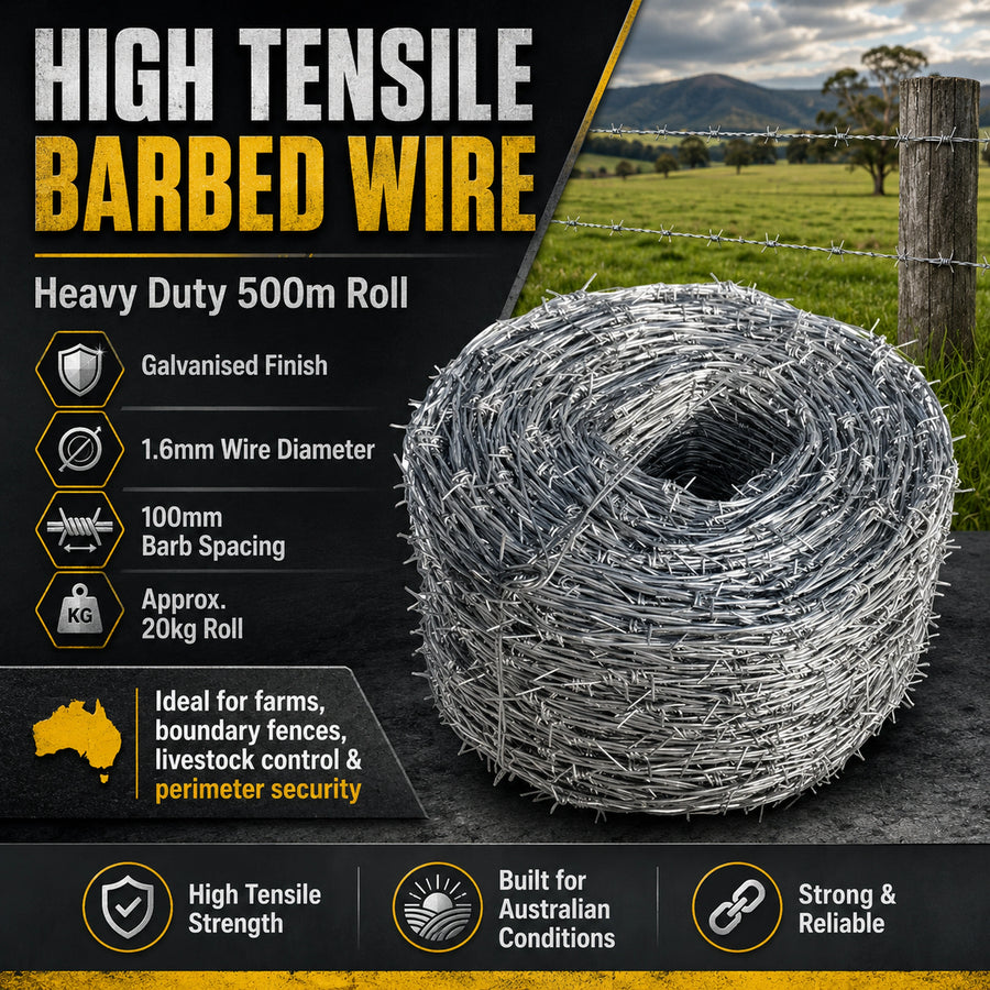 High Tensile Barbed Wire Roll – Heavy Duty (500m)