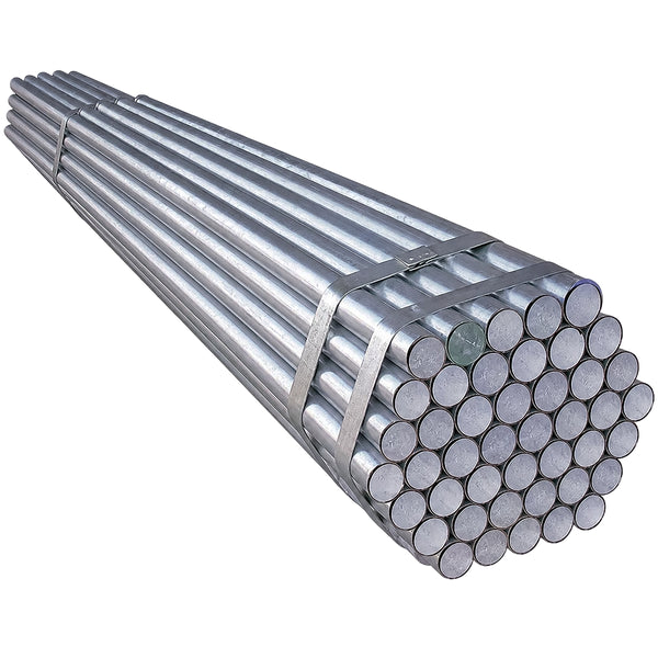 [Galvanised Sign Post Bundle of 37], showing a high-volume stack of hot-dip galvanised steel poles for road signage.