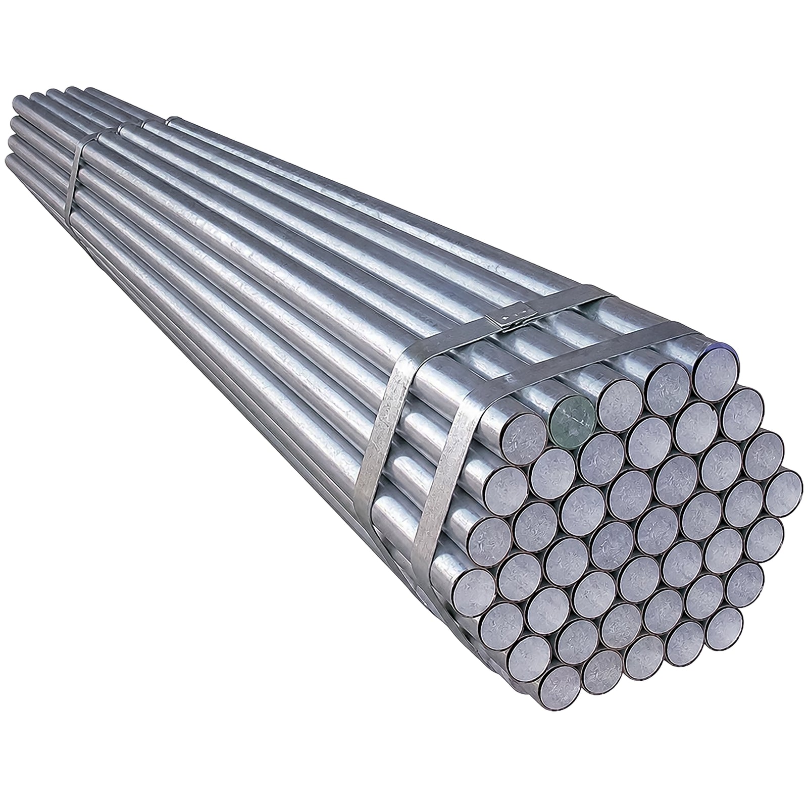 [Galvanised Sign Post Bundle of 37], showing a high-volume stack of hot-dip galvanised steel poles for road signage.