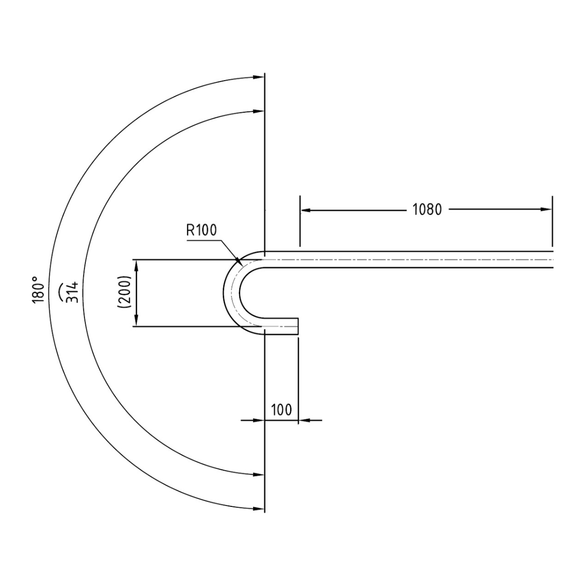 DDA Termination Closure Bend - 1080mm